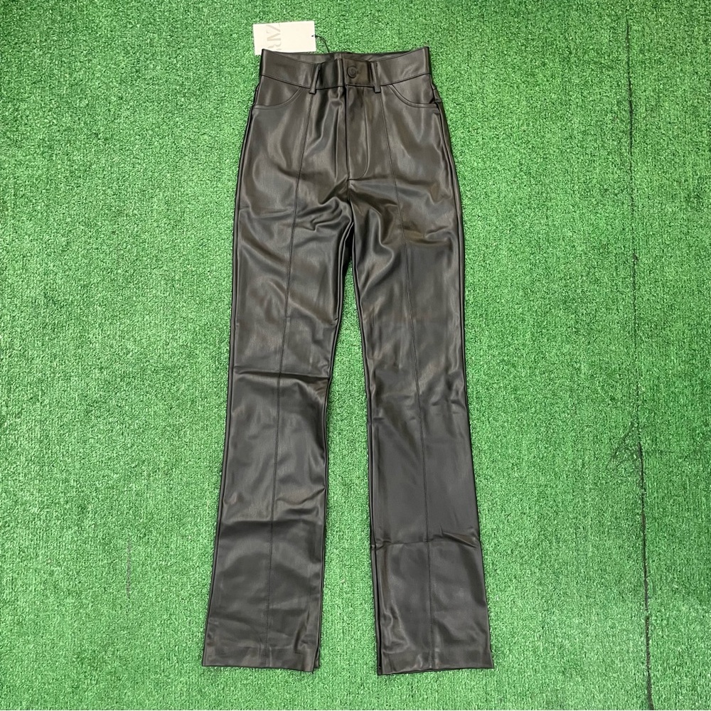 Zara Black Faux Leather Pants
